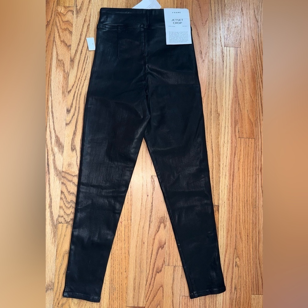 Frame Women’s The Jetset Skinny Crop Pants in Sheer Noir/ Black size 0 NWT - Picture 2 of 8